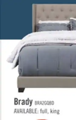 The Brick Brady Upholstered Wingback Bed in Light Grey Fabric with Nailhead Design, Button Tufted - Queen Size offer