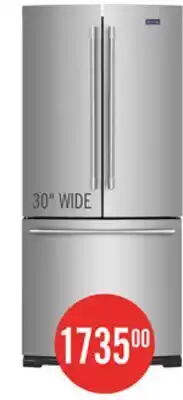 The Brick Maytag 30 19.6 Cu. Ft. French-Door Refrigerator - Fingerprint Resistant Stainless Steel - MFB2055FRZ offer