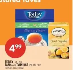 Pharmaprix TETLEY (48 - 72), TAZO or TWININGS (20) Tea offer