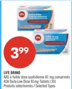 Pharmaprix LIFE BRAND ASA Daily Low Dose 81 mg Tablets (30) offer