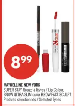 Pharmaprix MAYBELLINE NEW YORK SUPER STAY Lip Colour, BROW ULTRA SLIM ou/or BROW FAST SCULPT offer