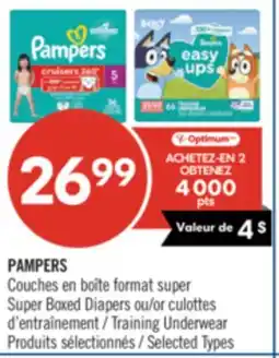 Pharmaprix PAMPERS Super Boxed Diapers or Training Underwear offer