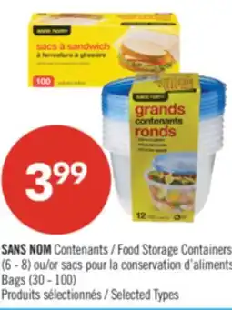 Pharmaprix NO NAME Food Storage Containers (6 - 8) or Bags (30 - 100) offer