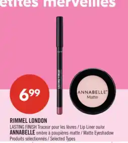 Pharmaprix RIMMEL LONDON LASTING FINISH Lip Liner or ANNABELLE Matte Eyeshadow offer