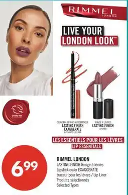 Pharmaprix RIMMEL LONDON LASTING FINISH Rouge Lipstick or EXAGGERATE Lip Liner offer