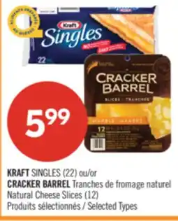 Pharmaprix KRAFT SINGLES (22) or CRACKER BARREL Natural Cheese Slices offer