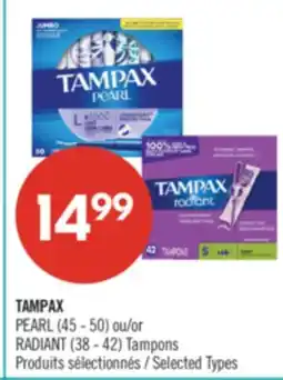 Pharmaprix TAMPAX PEARL (45 - 50) or RADIANT (38 - 42) Tampons offer