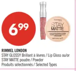 Pharmaprix RIMMEL LONDON STAY GLOSSY Lip Gloss or STAY MATTE Powder offer