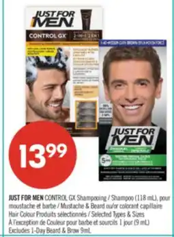 Pharmaprix JUST FOR MEN Shampoo (118 ml), Mustache & Beard or Hair Color offer