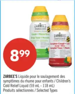 Pharmaprix ZARBEE'S Children's Cold Relief Liquid offer