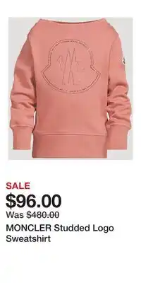 Holt Renfrew MONCLER Studded Logo Sweatshirt offer