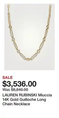 Holt Renfrew LAUREN RUBINSKI Miuccia 14K Gold Guilloche Long Chain Necklace offer