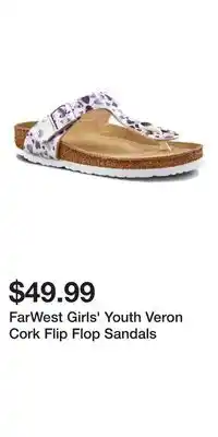 Mark's FarWest Girls' Youth Veron Cork Flip Flop Sandals offer