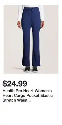Mark's Health Pro Heart Women's Heart Cargo Pocket Elastic Stretch Waist with Drawstring Scrub Pants - Navy offer