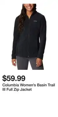 Mark's Columbia Women's Basin Trail III Full Zip Jacket offer