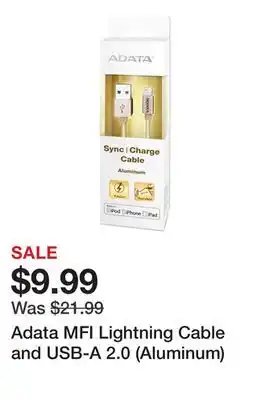 TSC Stores Adata MFI Lightning Cable and USB-A 2.0 (Aluminum) offer