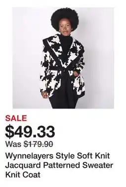TSC Stores Wynnelayers Style Soft Knit Jacquard Patterned Sweater Knit Coat offer