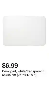 IKEA Desk pad, white/transparent, 65x45 cm (25 ½x17 ¾ ) offer