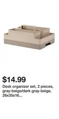 IKEA Desk organizer set, 2 pieces, gray-beige/dark gray-beige, 26x35x16 cm (10 ¼x13 ¾x6 ¼ ) offer