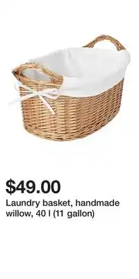 IKEA Laundry basket, handmade willow, 40 l (11 gallon) offer