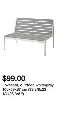 IKEA Loveseat, outdoor, white/gray, 100x59x67 cm (39 3/8x23 1/4x26 3/8 ) offer