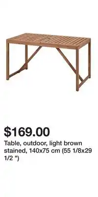 IKEA Table, outdoor, light brown stained, 140x75 cm (55 1/8x29 1/2 ) offer