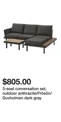 IKEA 3-seat conversation set, outdoor anthracite/Frösön/Duvholmen dark gray offer