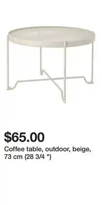 IKEA Coffee table, outdoor, beige, 73 cm (28 3/4 ) offer