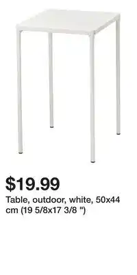 IKEA Table, outdoor, white, 50x44 cm (19 5/8x17 3/8 ) offer