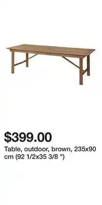 IKEA Table, outdoor, brown, 235x90 cm (92 1/2x35 3/8 ) offer