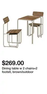 IKEA Dining table w 2 chairs+2 footstl, brown/outdoor offer