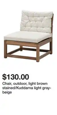 IKEA Chair, outdoor, light brown stained/Kuddarna light gray-beige offer