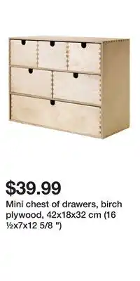 IKEA Mini chest of drawers, birch plywood, 42x18x32 cm (16 ½x7x12 5/8 ) offer