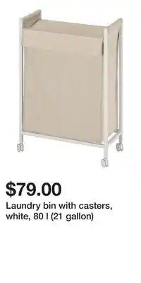 IKEA Laundry bin with casters, white, 80 l (21 gallon) offer