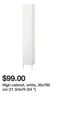IKEA High cabinet, white, 30x190 cm (11 3/4x74 3/4 ) offer