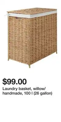 IKEA Laundry basket, willow/handmade, 100 l (26 gallon) offer