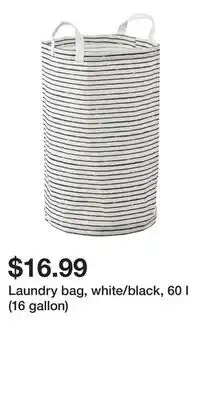 IKEA Laundry bag, white/black, 60 l (16 gallon) offer
