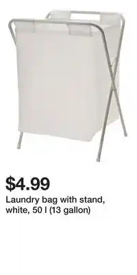 IKEA Laundry bag with stand, white, 50 l (13 gallon) offer