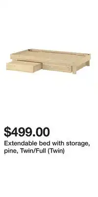 IKEA Extendable bed with storage, pine, Twin/Full (Twin) offer