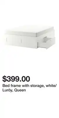 IKEA Bed frame with storage, white/Luröy, Queen offer