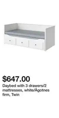 IKEA Daybed with 3 drawers/2 mattresses, white/Ågotnes firm, Twin offer