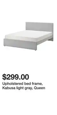 IKEA Upholstered bed frame, Kabusa light gray, Queen offer