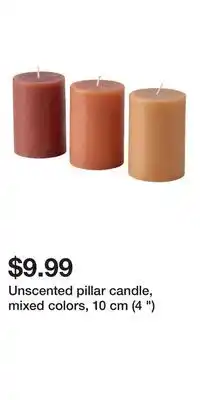 IKEA Unscented pillar candle, mixed colors, 10 cm (4 ) offer