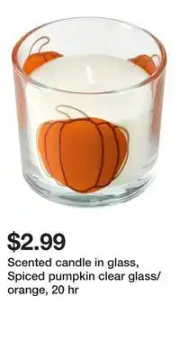 IKEA Scented candle in glass, Spiced pumpkin clear glass/orange, 20 hr offer
