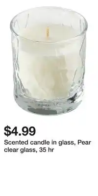 IKEA Scented candle in glass, Pear clear glass, 35 hr offer