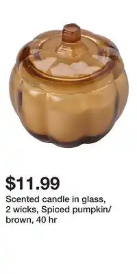 IKEA Scented candle in glass, 2 wicks, Spiced pumpkin/brown, 40 hr offer