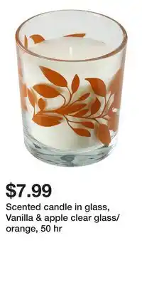 IKEA Scented candle in glass, Vanilla & apple clear glass/orange, 50 hr offer