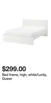 IKEA Bed frame, high, white/Luröy, Queen offer