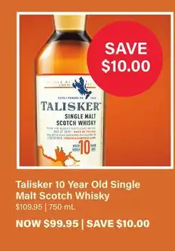 LCBO Talisker 10 Year Old Single Malt Scotch Whisky offer