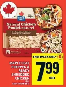 Food Basics Maple leaf prepped ready shredded chicken offer